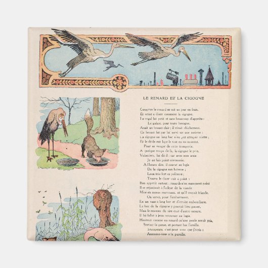 164.コウノトリとキツネと厩舎 マグネット (正面)