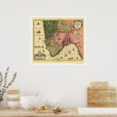 1650年1月ヤンソンによるノルウェーの地図 ポスター (キッチン)