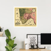 1650年1月ヤンソンによるノルウェーの地図 ポスター (ホームオフィス)