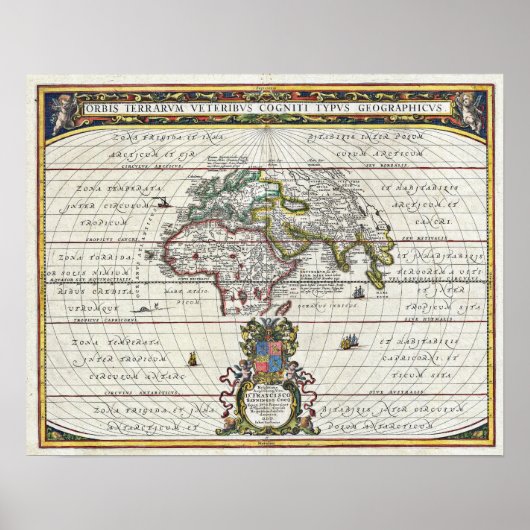 1650年 ヤンソン古代世界地図 ポスター (正面)