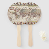 1652世界の地図ドンカー海アトラス世界地図 ハンドファン (正面&裏面)