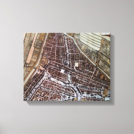 1652年からのロッテルダムのレプリカ市地図 キャンバスプリント