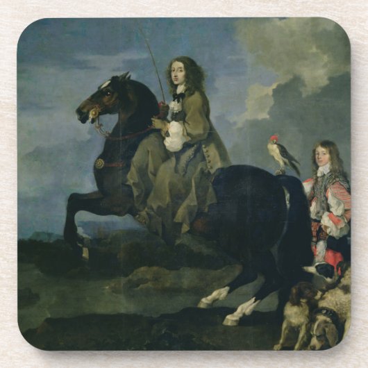 1653年馬上のスウェーデン(1626-89年)のクリスティーナ( コースター (正面)