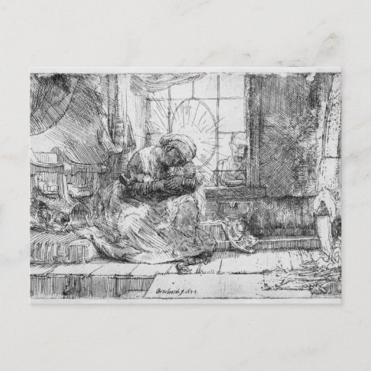 1654年、猫を飼った聖家 ポストカード (正面)