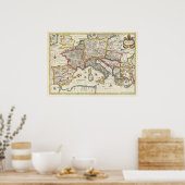 1657シャルルマーニュ帝国のヤンソン地図 ポスター (キッチン)