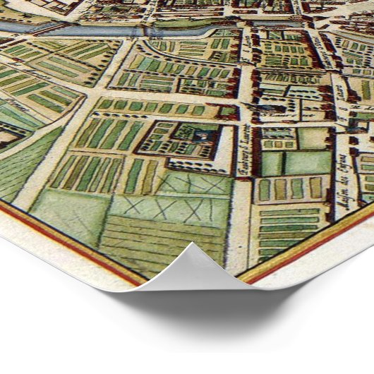 1657パリの地図 ポスター (角)