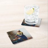 1657年～1658年、ヨハネス・フェルメール市乳しぼり スクエアペーパーコースター (インサイチュ)