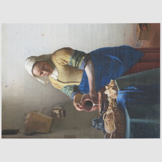 1657年~1658年、ヨハネス・フェルメール市乳しぼり 薄葉紙 (正面)