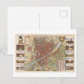 1660年のイタリア・フィレンツェの古地図 ポストカード (正面/裏面)
