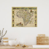 1660年の銅の刻印されたアフリカ大陸地図 ポスター (キッチン)