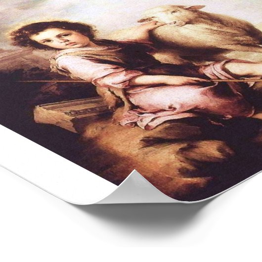 1660年頃の良い羊飼いとしての若いキリスト ポスター (角)