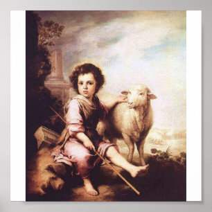 1660年頃の良い羊飼いとしての若いキリスト ポスター