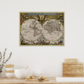 1664世界の地図 ポスター (キッチン)