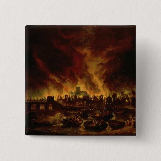 1666年にロンドンの素晴らしい火 缶バッジ (正面)