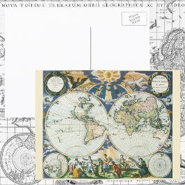 1666年 ピーテル・フースによるヴィンテージ アンティーク 古地図 ポストカード