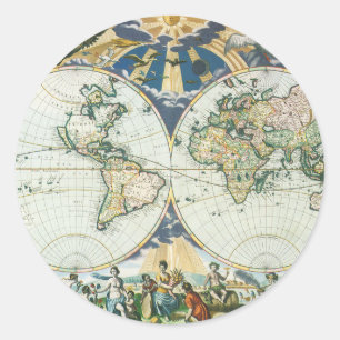 1666年、ピーテル・フーンスによるヴィンテージ・アンティークの古地図 ラウンドシール