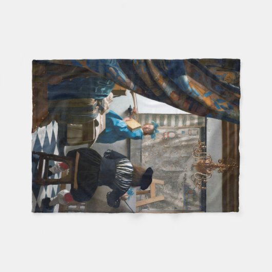 1666年~1667年絵画ヨハネス・フェルメールの芸術 フリースブランケット (正面(横))