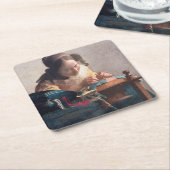 1669年~1670年、ヨハネス・フェルメール市レーメーカー スクエアペーパーコースター (アングル)