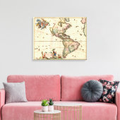 1670年のアメリカの地図のビンテージ風キャンバス キャンバスプリント (インサイチュ (リビング))