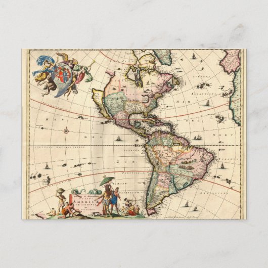 1670年アメリカ地図ポストカード ポストカード (正面)