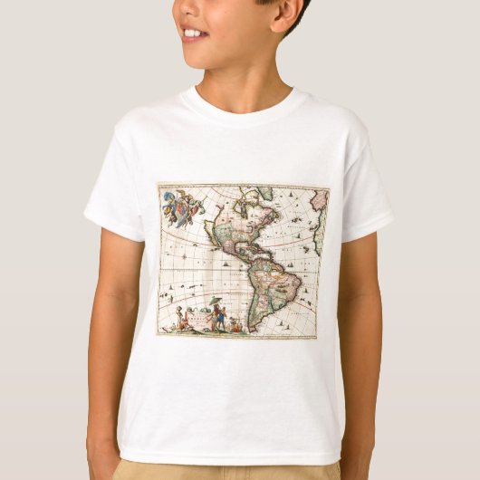1670年アメリカ地図 Tシャツ (正面)