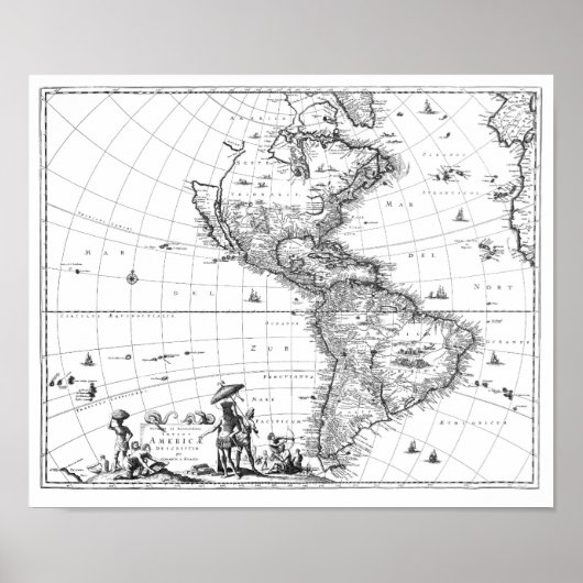 1671マップ(Totius Americae)説明 ポスター (正面)