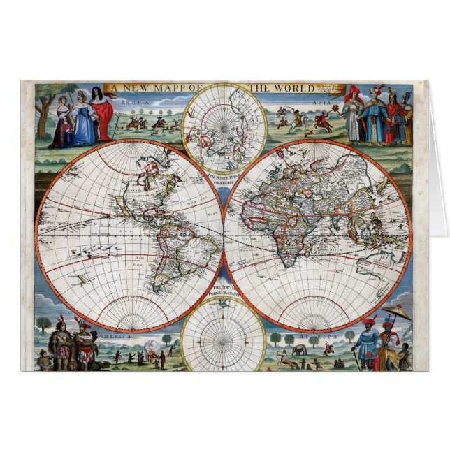 1676年の世界地図 (正面横)
