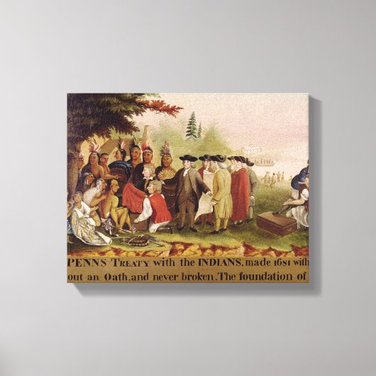 1682年、1840年のインディアンとのペン条約 キャンバスプリント (正面)