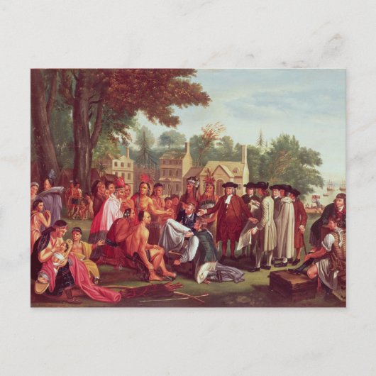 1683年のウィリアム・ペンインディアン条約 ポストカード (正面)