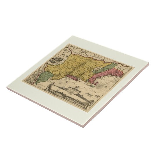 1685の地図 – ニューベルギー、ニューワールド、ニューイングランド タイル (側面)