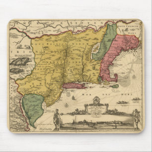 1685の地図 – ニューベルギー、ニューワールド、ニューイングランド マウスパッド