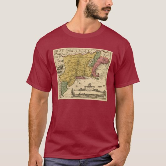 1685地図-新しいベルギーの新しい世界、ニューイングランド Tシャツ (正面)