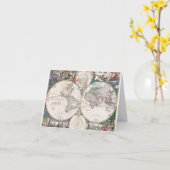 1685年ボルメスター世界地図 カード (黄色い花)