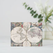 1685年ボルメスター世界地図 ポストカード (スタンド正面)