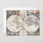 1685年ボルメスター世界地図 ポストカード (正面/裏面)
