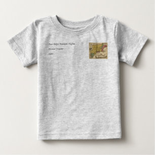 1685年地図 - 新ベルギー, 新世界, 新イングランド ベビーTシャツ