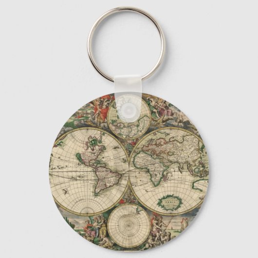 1689年の世界地図 キーホルダー (正面)