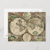 1689年の世界地図 ポストカード (正面/裏面)
