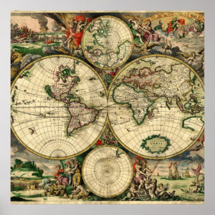 1689年贈答品世界地図 ポスター