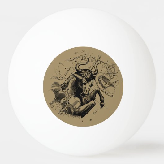 1690年頃Hevelius著トーラスの星座の地図 卓球ボール (正面)