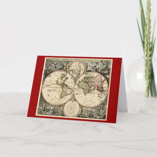 1690年頃Nicolao Visscher著旧式な世界地図、 カード (正面)