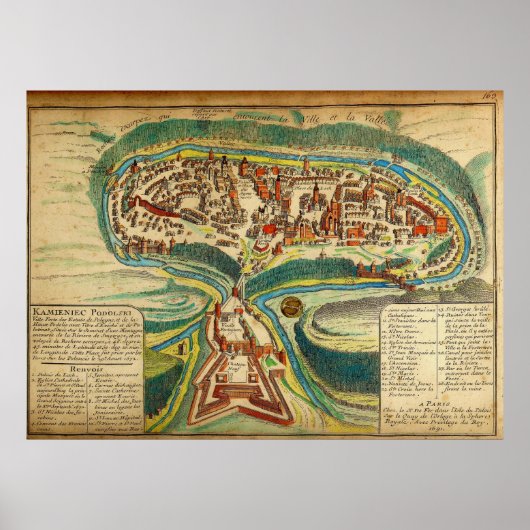 1691年フランスののポディルスカイの地図 ポスター (正面)