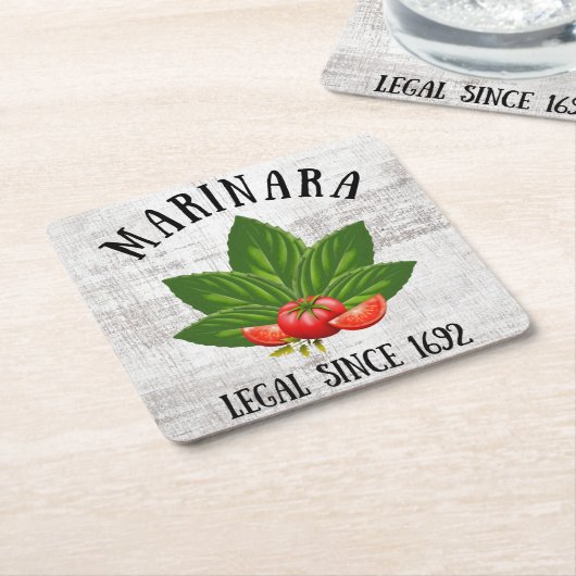 1692年バジルトマト以来のマリーナラ法葉法 スクエアペーパーコースター (アングル)