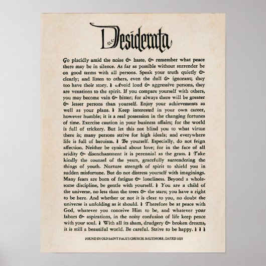 1692 - Desiderata ポスター (正面)