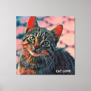 16.かわいいクールカラフルかわいい猫 キャンバスプリント