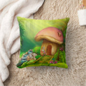 16"をx 16"ファンタジーのきのこの家置いて下さい クッション (ブランケット)