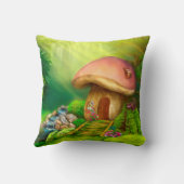 16"をx 16"ファンタジーのきのこの家置いて下さい クッション (裏面)