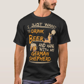 16 私はビールを飲んでゲルマンと遊びたいだけ Tシャツ