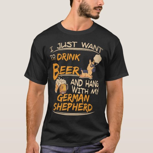 16 私はビールを飲んでゲルマンと遊びたいだけ Tシャツ (正面)