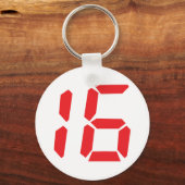 16 16赤アラーム時計デジタル番号 キーホルダー (正面)